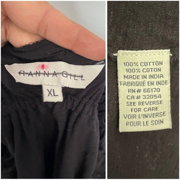 Anthropologie Ranna Gil Smocked neck black cotton top XL NWOT - Picture 6 of 6